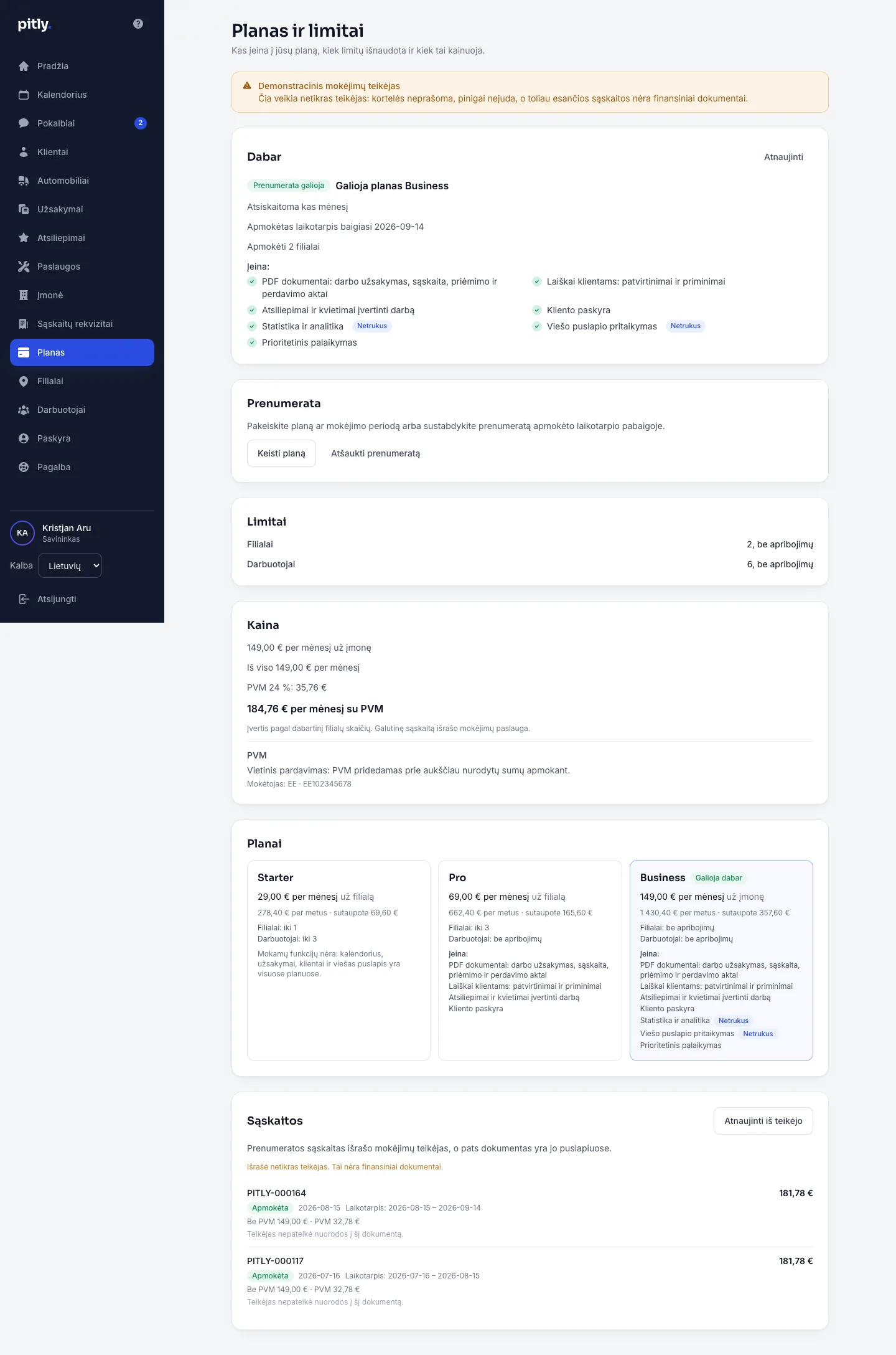 Skyrius „Planas ir limitai“